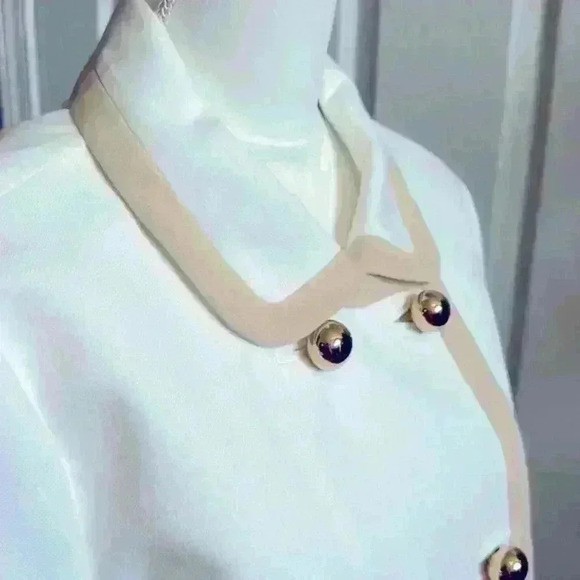 Kate Spade Bayle NWT $598 Coat Double Breasted Beige/Gold 100% Cotton Wmn Sz 14 - Picture 3 of 16